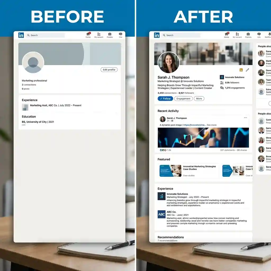 LinkedIn profile before and after using Satish Dhawale course